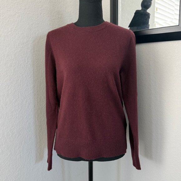 QUINCE Mongolian Cashmere Crew Neck Sweater Burgundy Medium - Picture 4 of 11